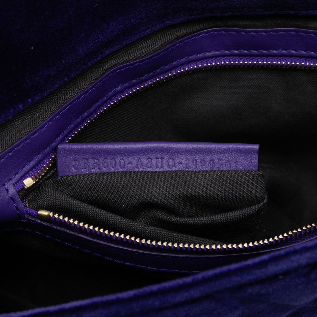 Fendi Zucca Embossed Velvet Baguette Satchel Paars