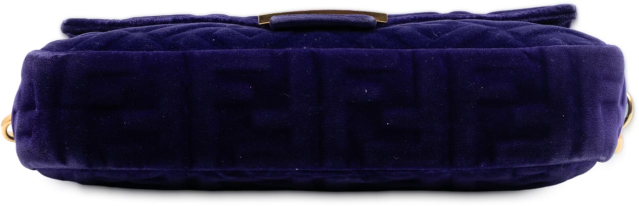 Fendi Zucca Embossed Velvet Baguette Satchel Paars