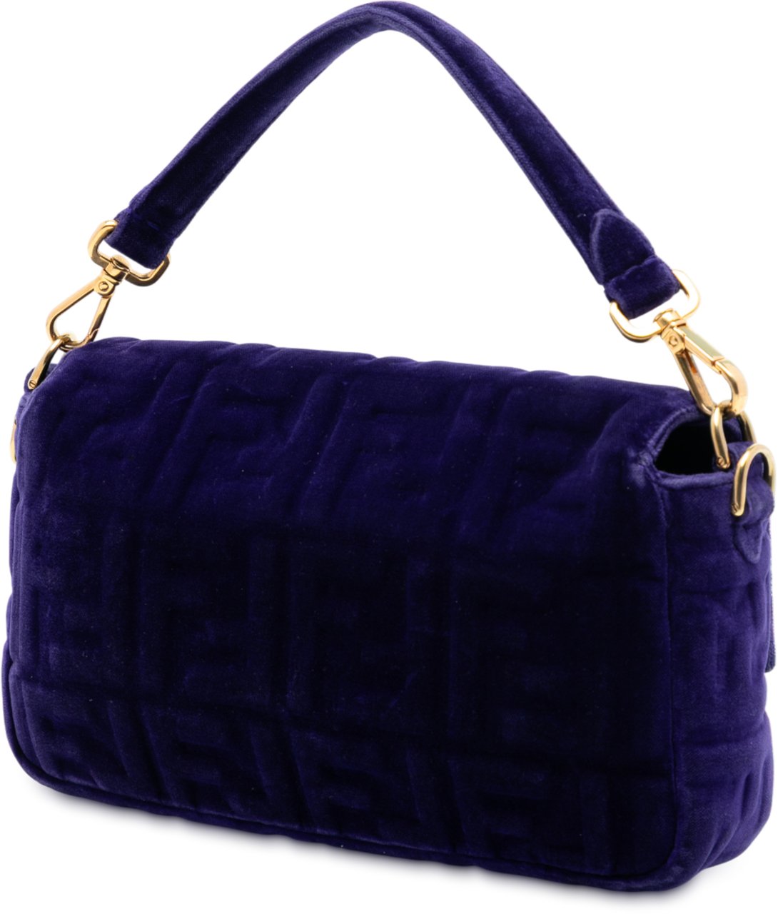 Fendi Zucca Embossed Velvet Baguette Satchel Paars