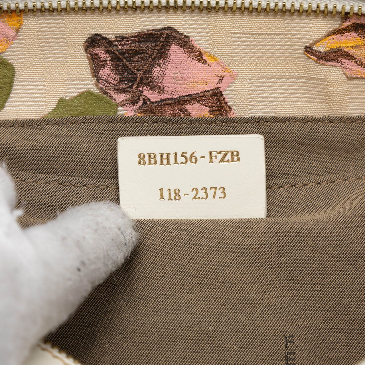 Fendi Zucca Canvas Rose Printed Chef Handbag Bruin