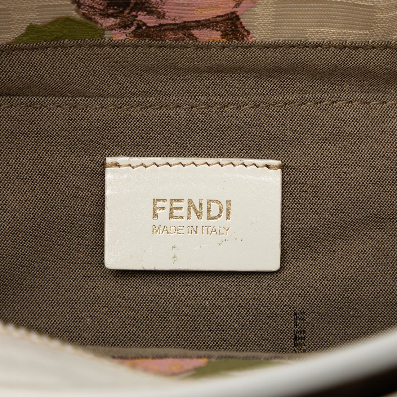 Fendi Zucca Canvas Rose Printed Chef Handbag Bruin