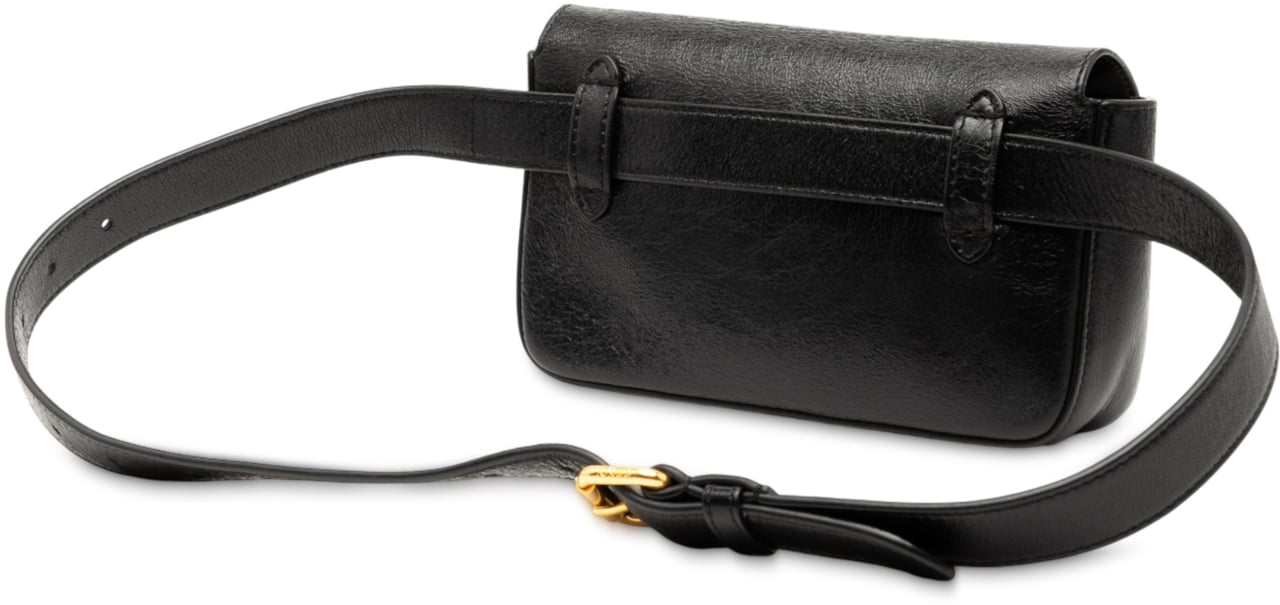 Fendi Leather FF Logo Baguette Belt Bag Zwart