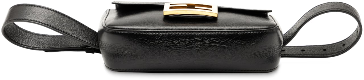 Fendi Leather FF Logo Baguette Belt Bag Zwart