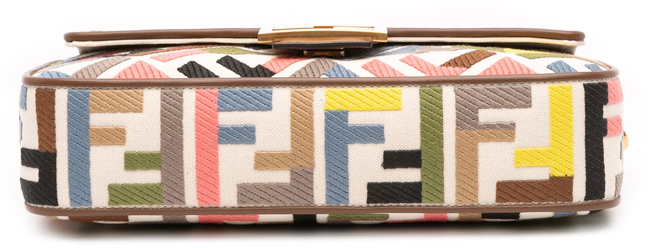 Fendi Zucca Embroidered Canvas Baguette Satchel Bruin
