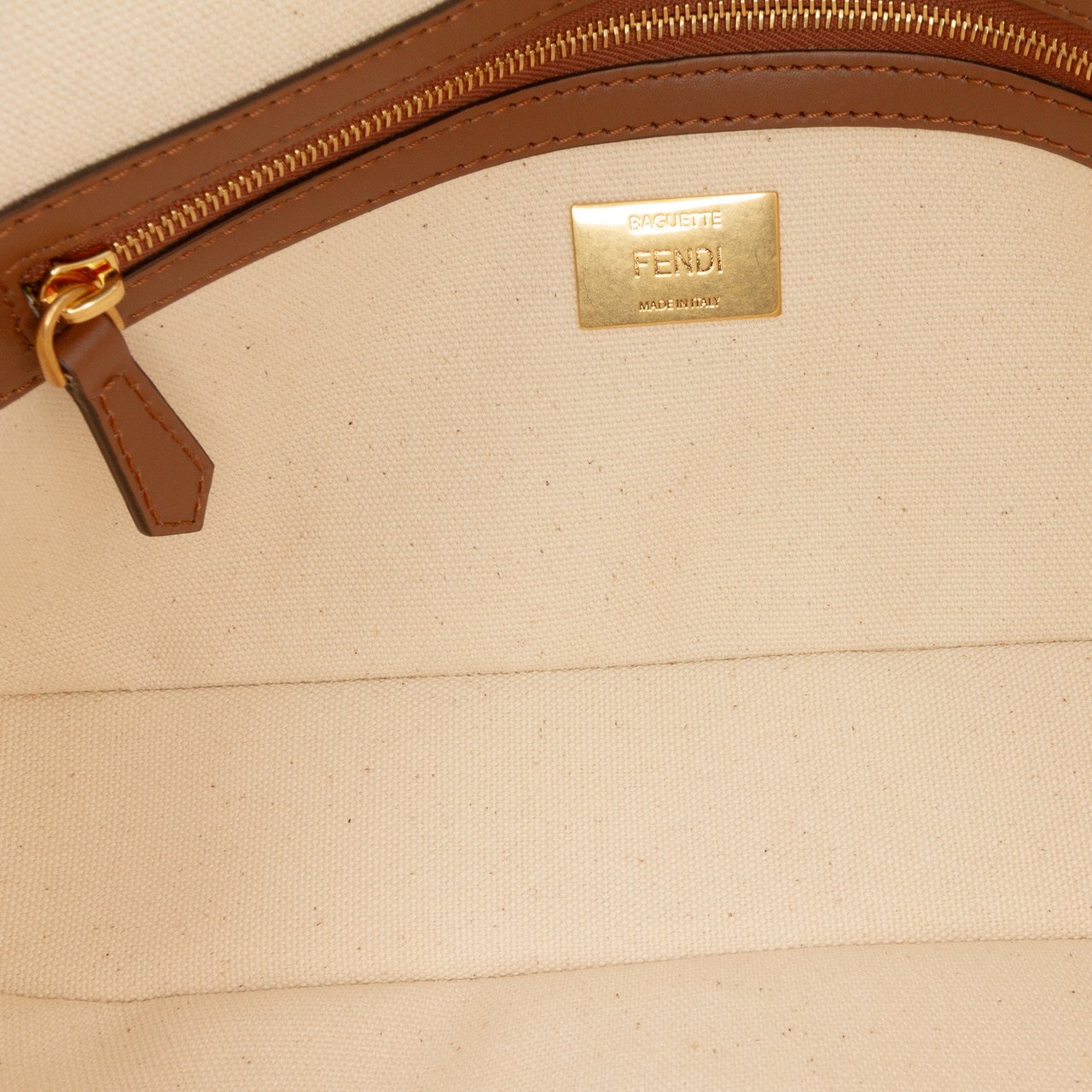 Fendi Zucca Embroidered Canvas Baguette Satchel Bruin