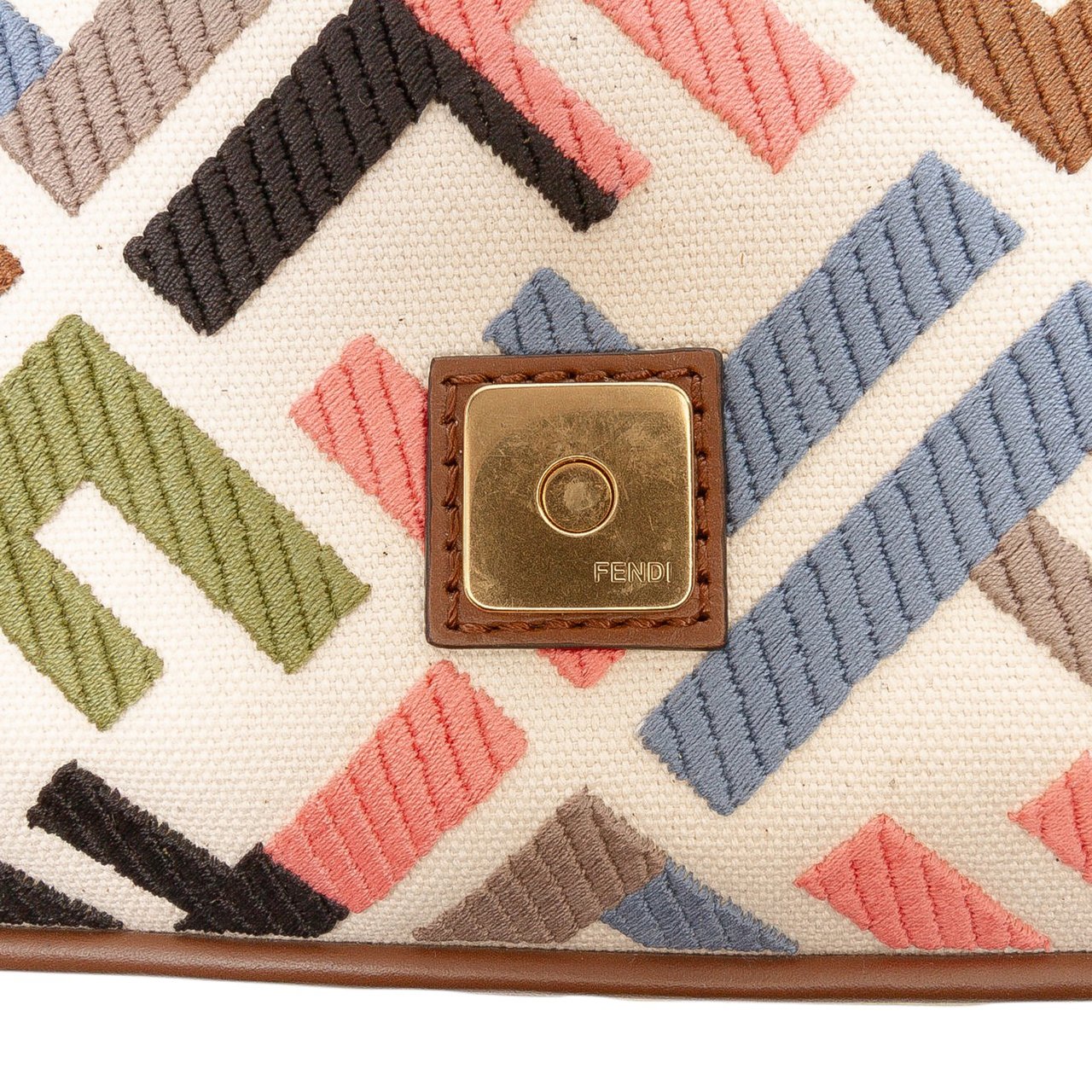 Fendi Zucca Embroidered Canvas Baguette Satchel Bruin