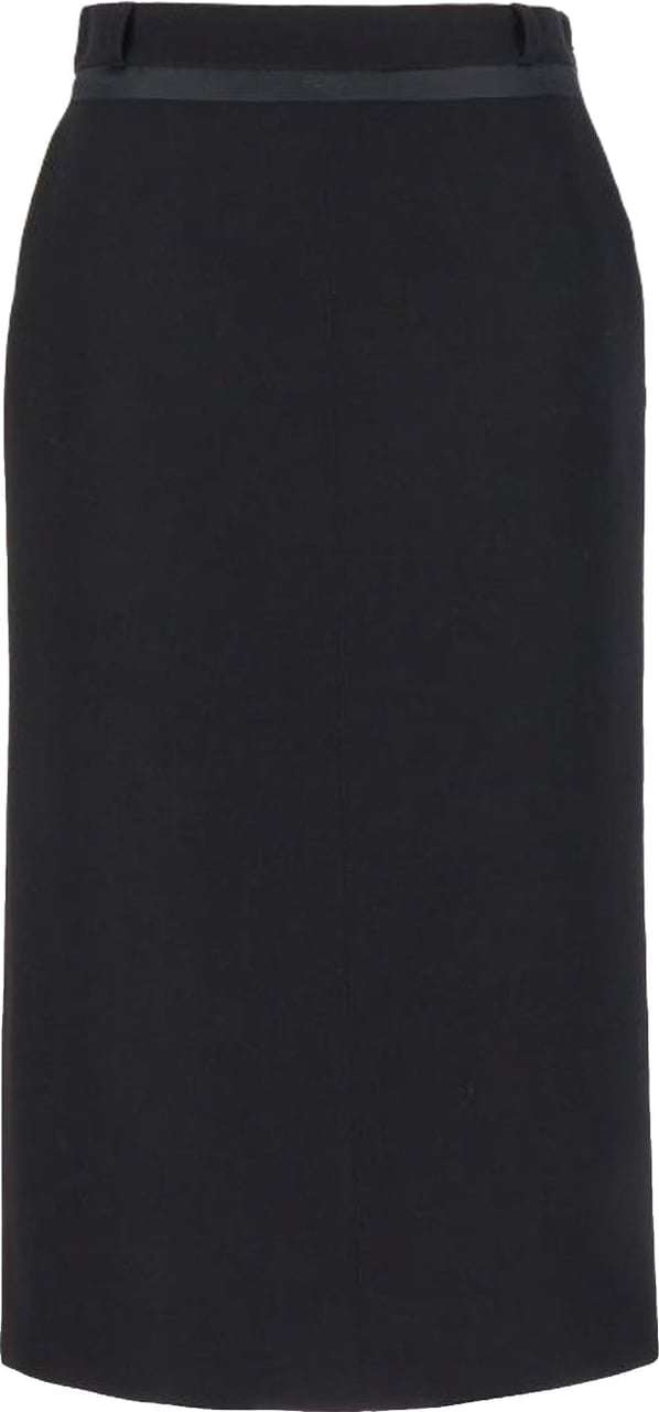 Fendi Virgin Wool Grain De Poud Skirt Zwart