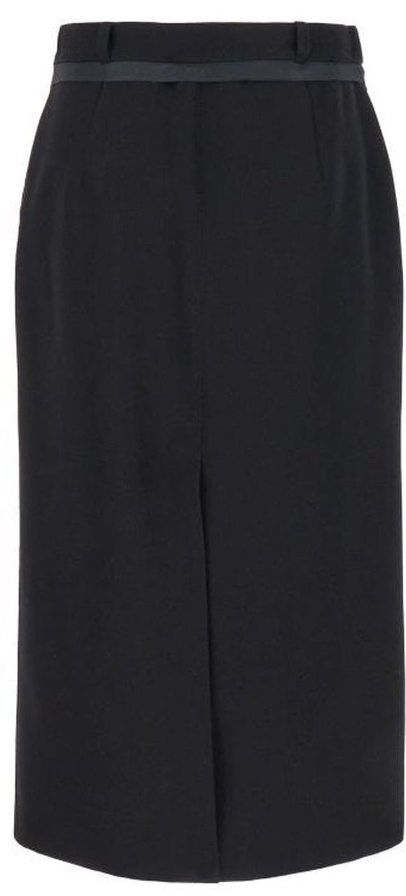 Fendi Virgin Wool Grain De Poud Skirt Zwart