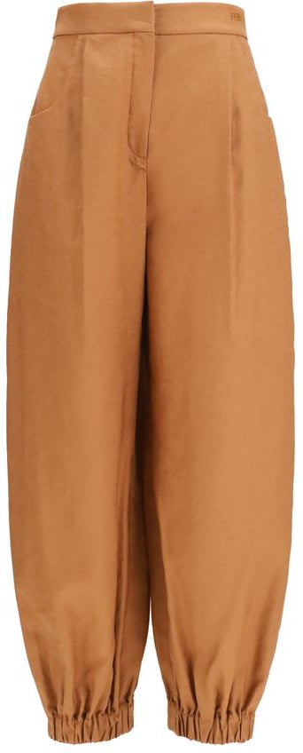 Fendi Brown Linen Casual Pants Bruin