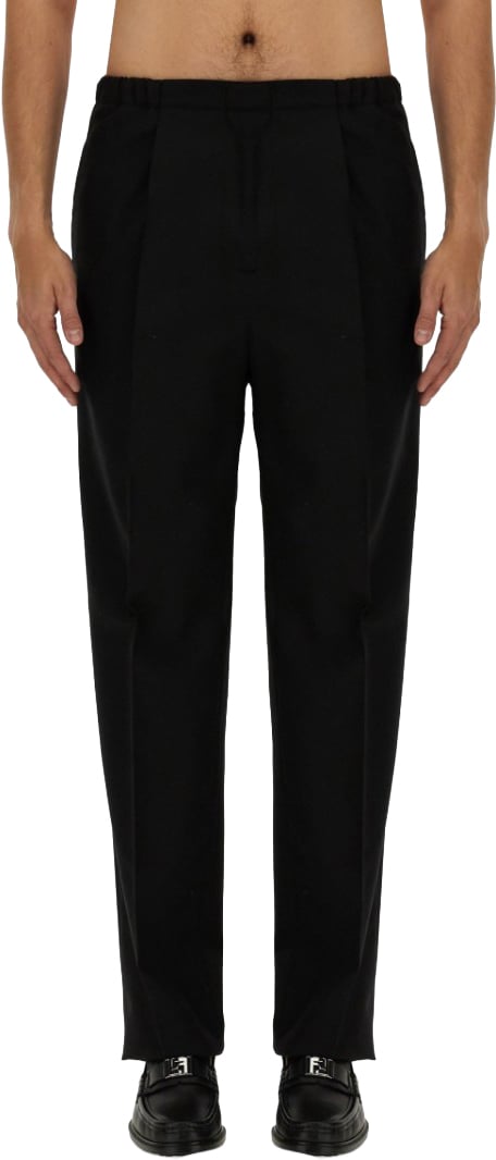 Fendi Tailored Black Wool Pants Zwart