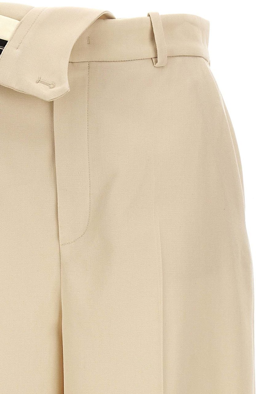 Fendi Beige Wool Casual Pants Beige
