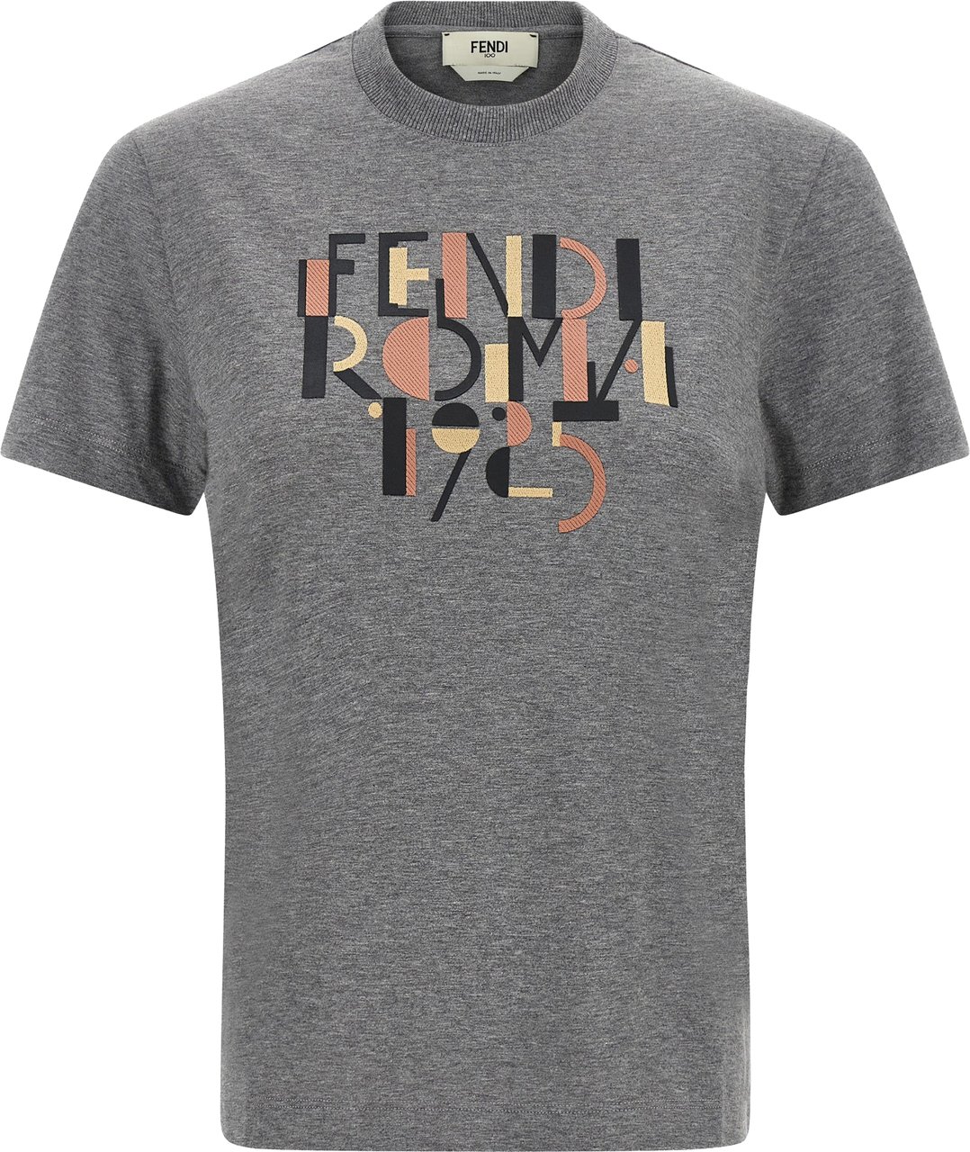 Fendi Gray Cotton T-Shirt Grijs