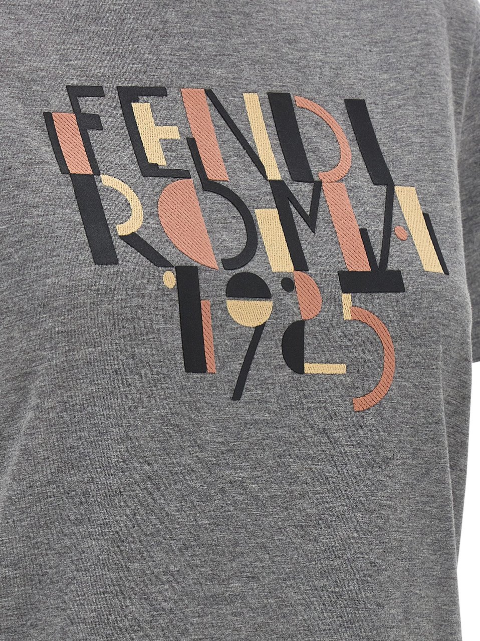 Fendi Gray Cotton T-Shirt Grijs