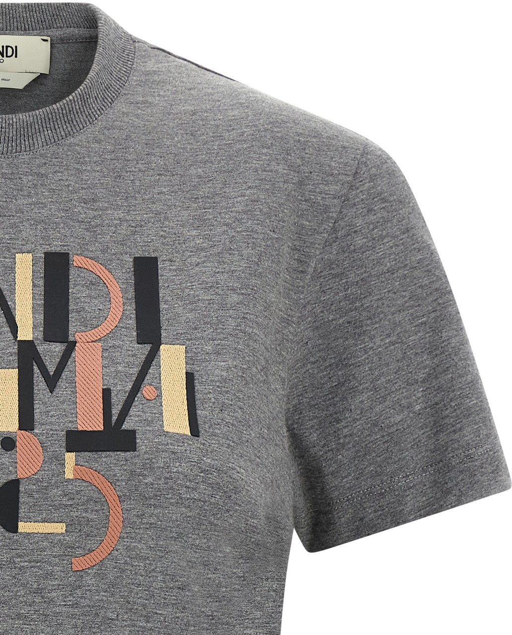 Fendi Gray Cotton T-Shirt Grijs