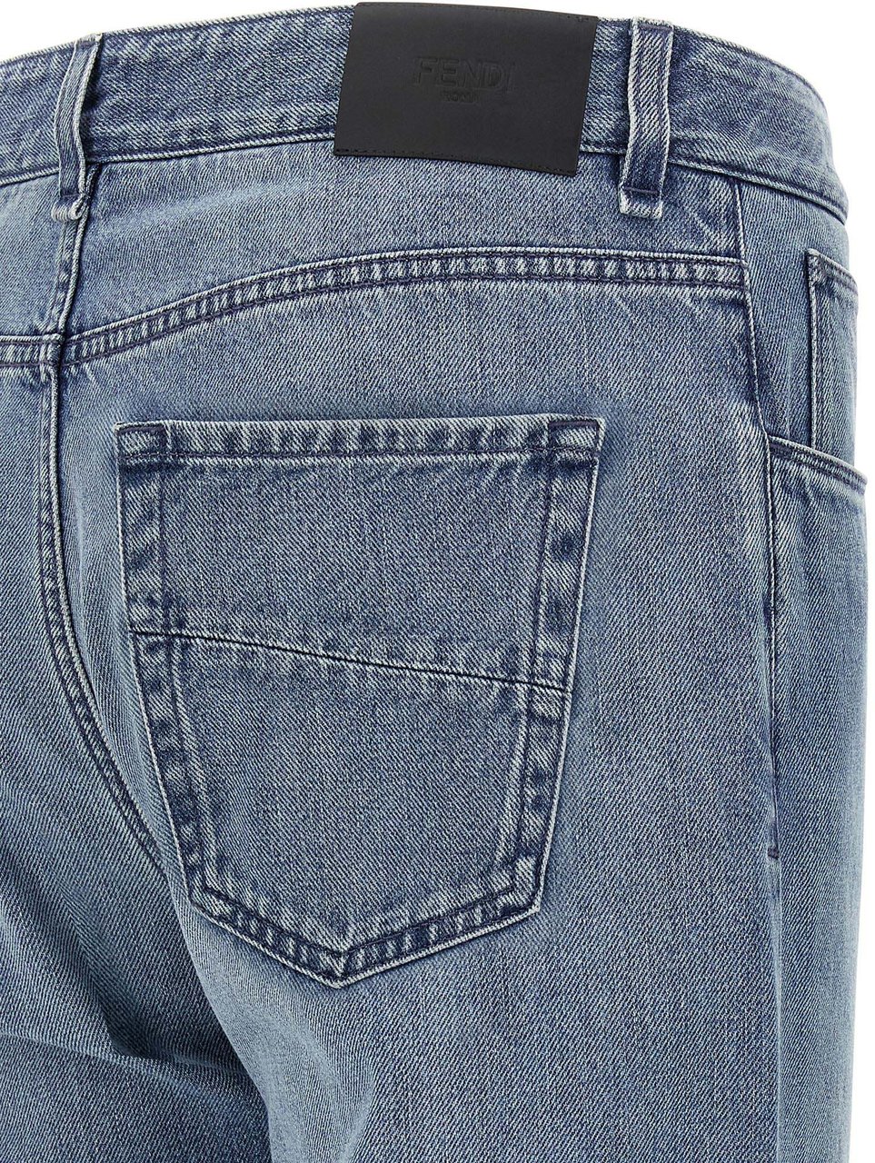 Fendi Blue Cotton Straight-Leg Jeans Lichtblauw