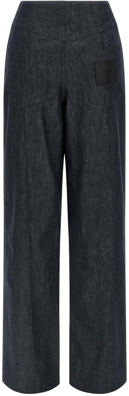 Fendi Blue Cotton High-Waisted Jean Blauw