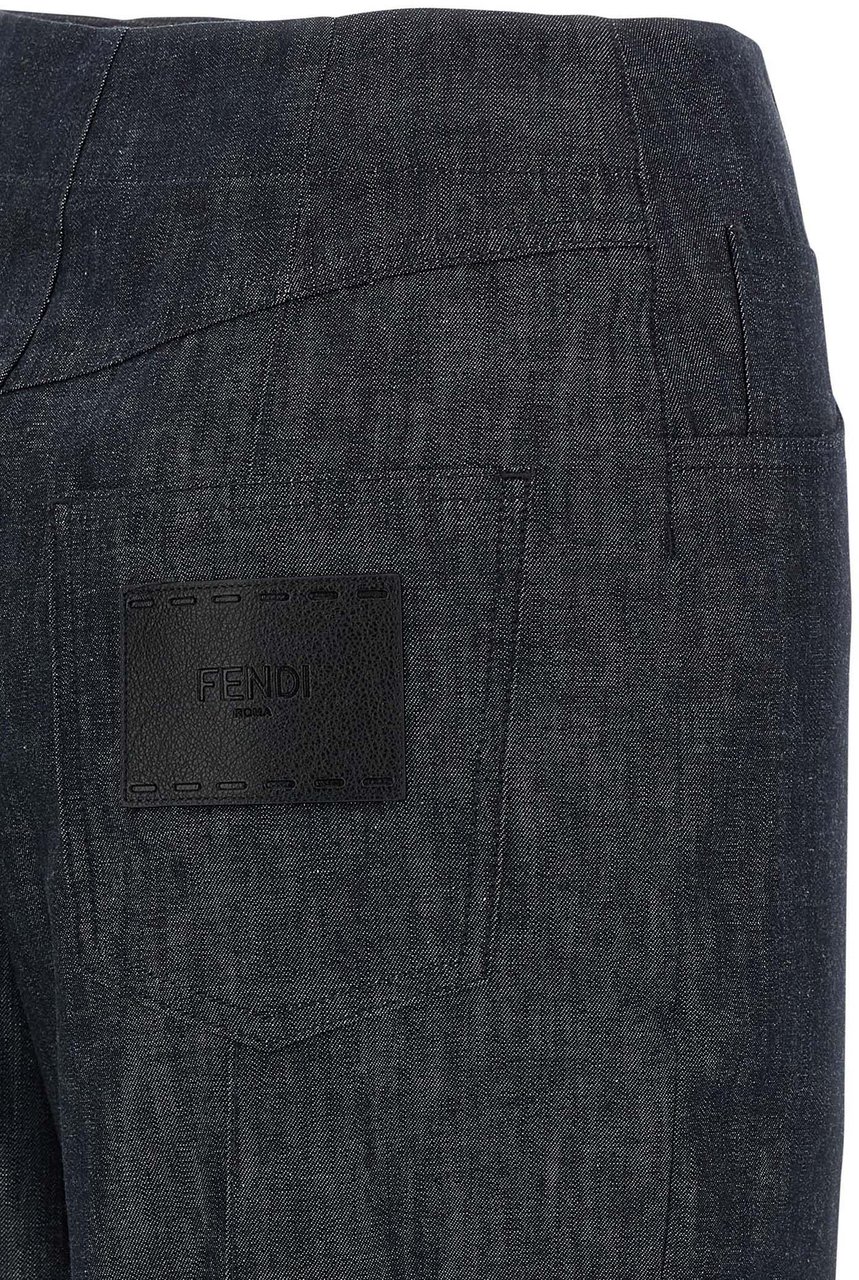Fendi Blue Cotton High-Waisted Jean Blauw