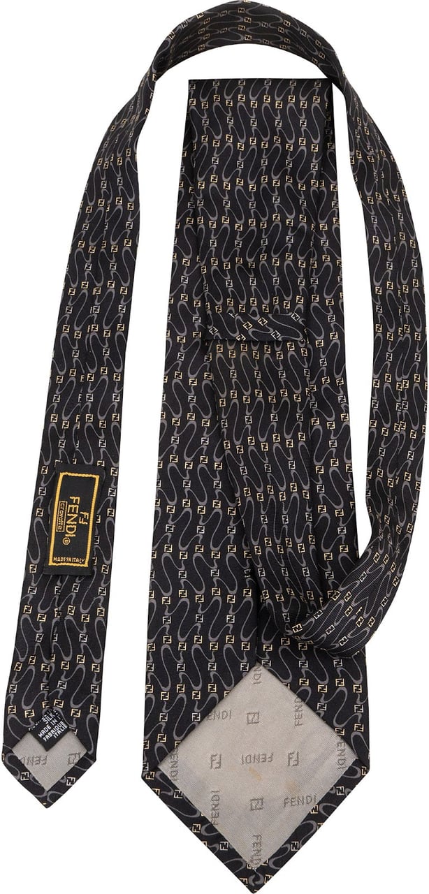 Fendi Fendi Monogram Zucca FF Emblem Silk Tie Krawatte Zwart