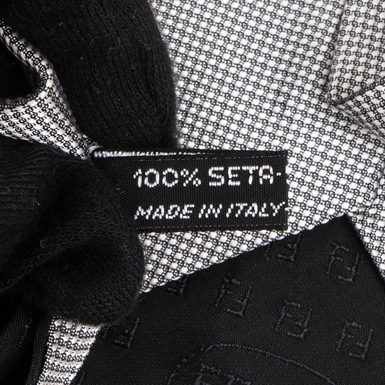 Fendi Micro-Pattern Monogram Tie Krawatte Lichtgrijs