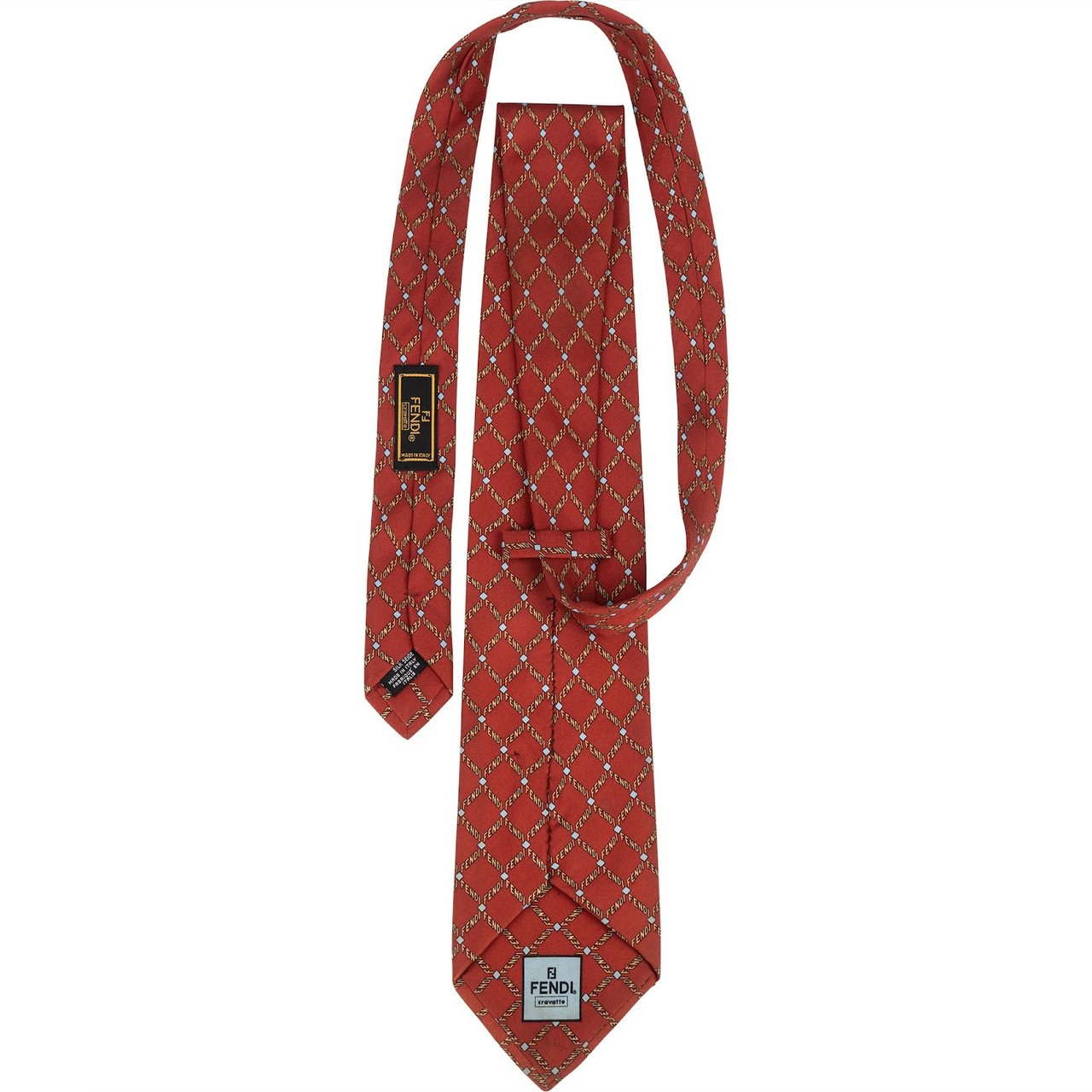 Fendi Fendi Emblem Diamond Pattern Silk Tie Krawatte Divers