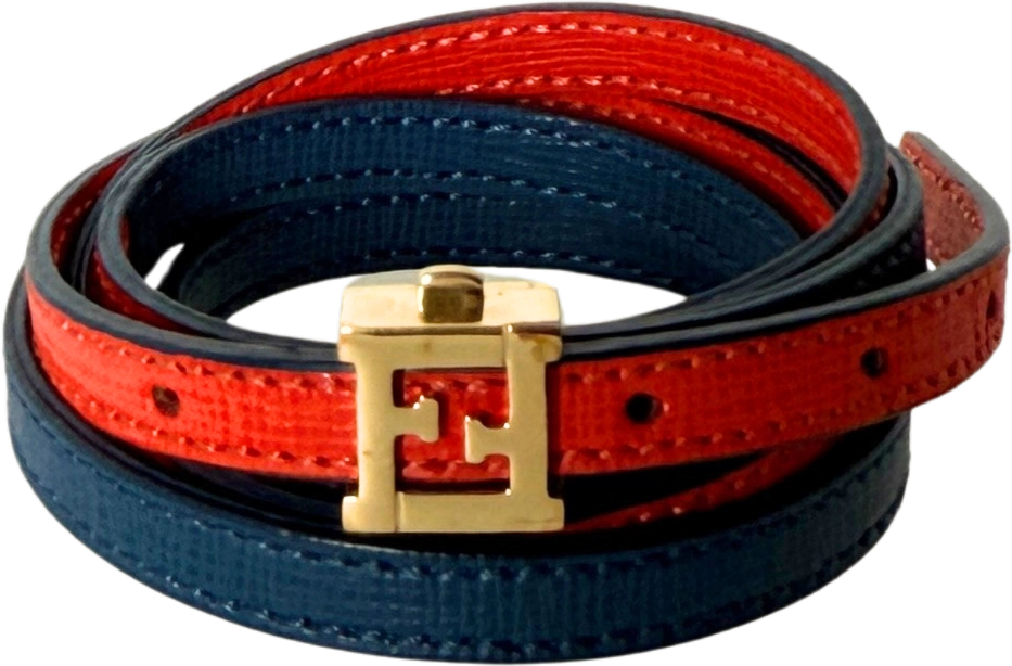 Fendi Fendi gewickeltes Lederarmband Rot Blau / sehr gut Rood