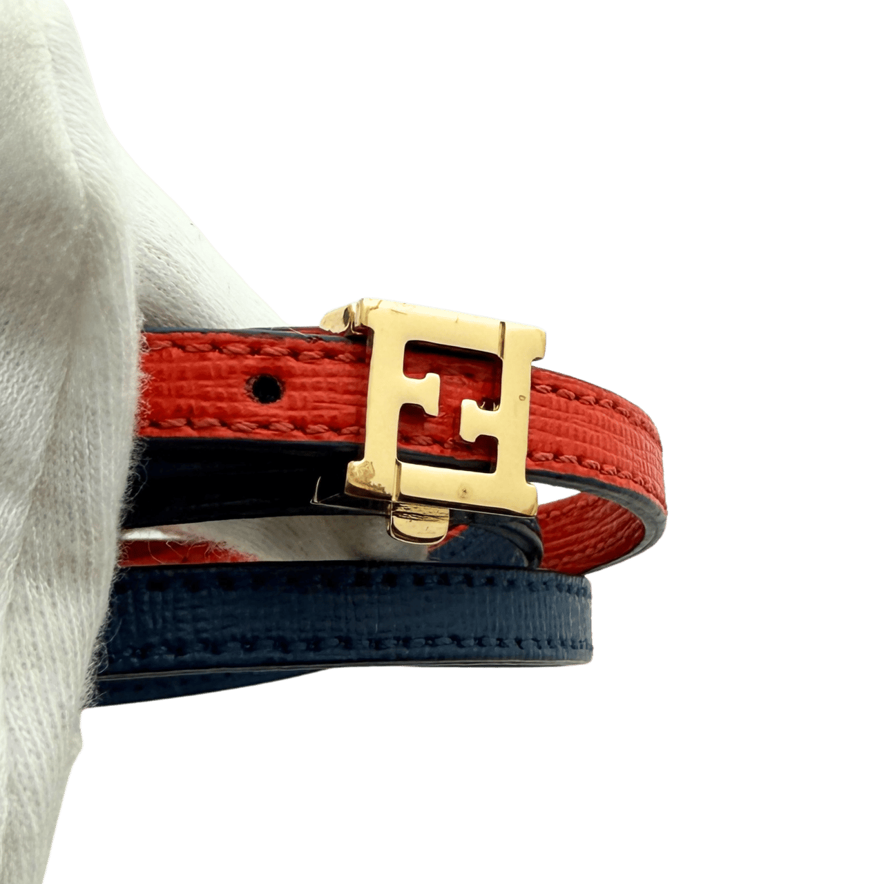Fendi Fendi gewickeltes Lederarmband Rot Blau / sehr gut Rood