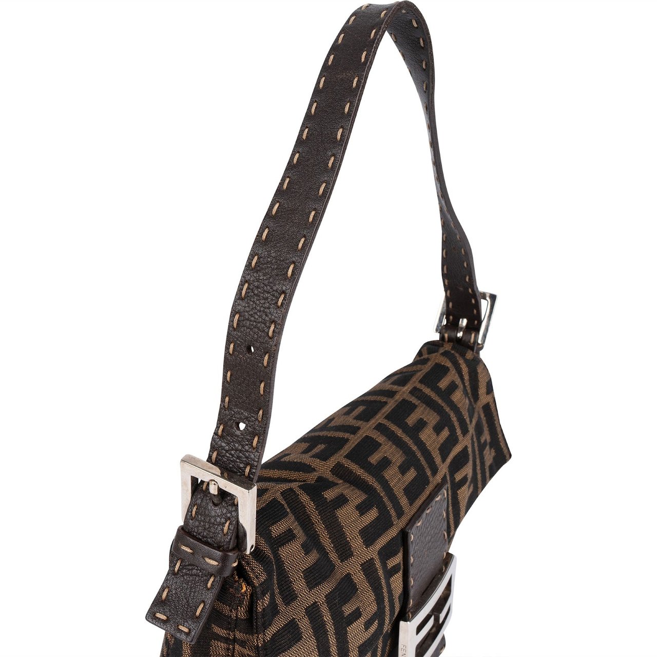 Fendi Fendi Monogram FF Baguette Shoulder Bag Bruin