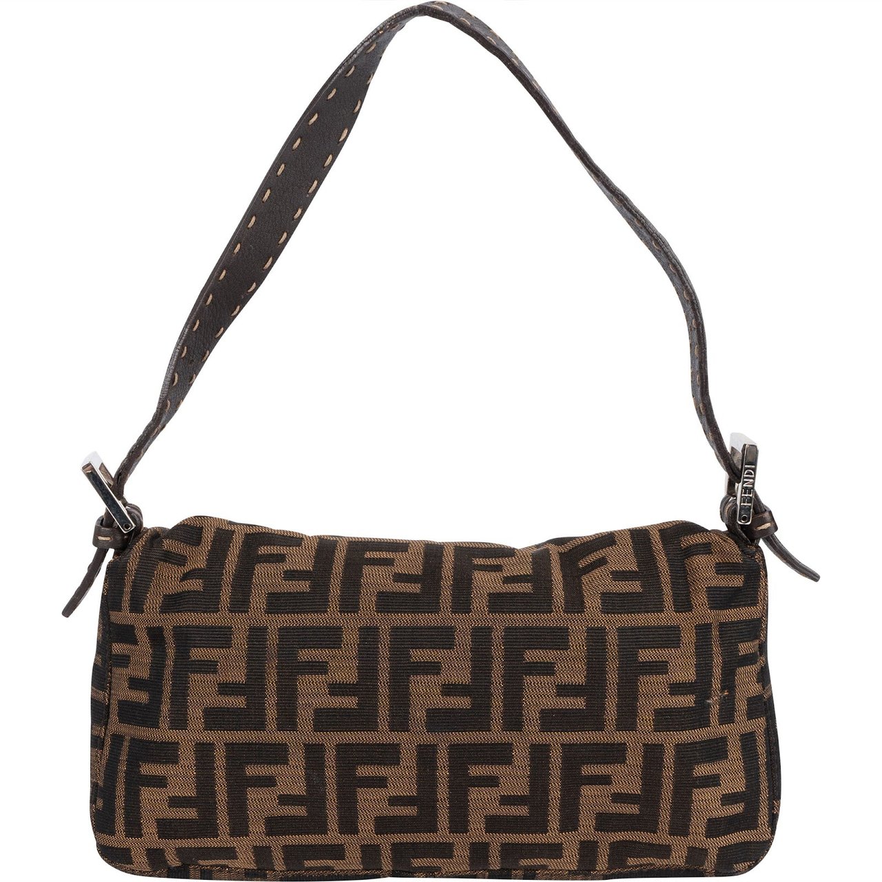 Fendi Monogram FF Baguette  Shoulder Bag Bruin