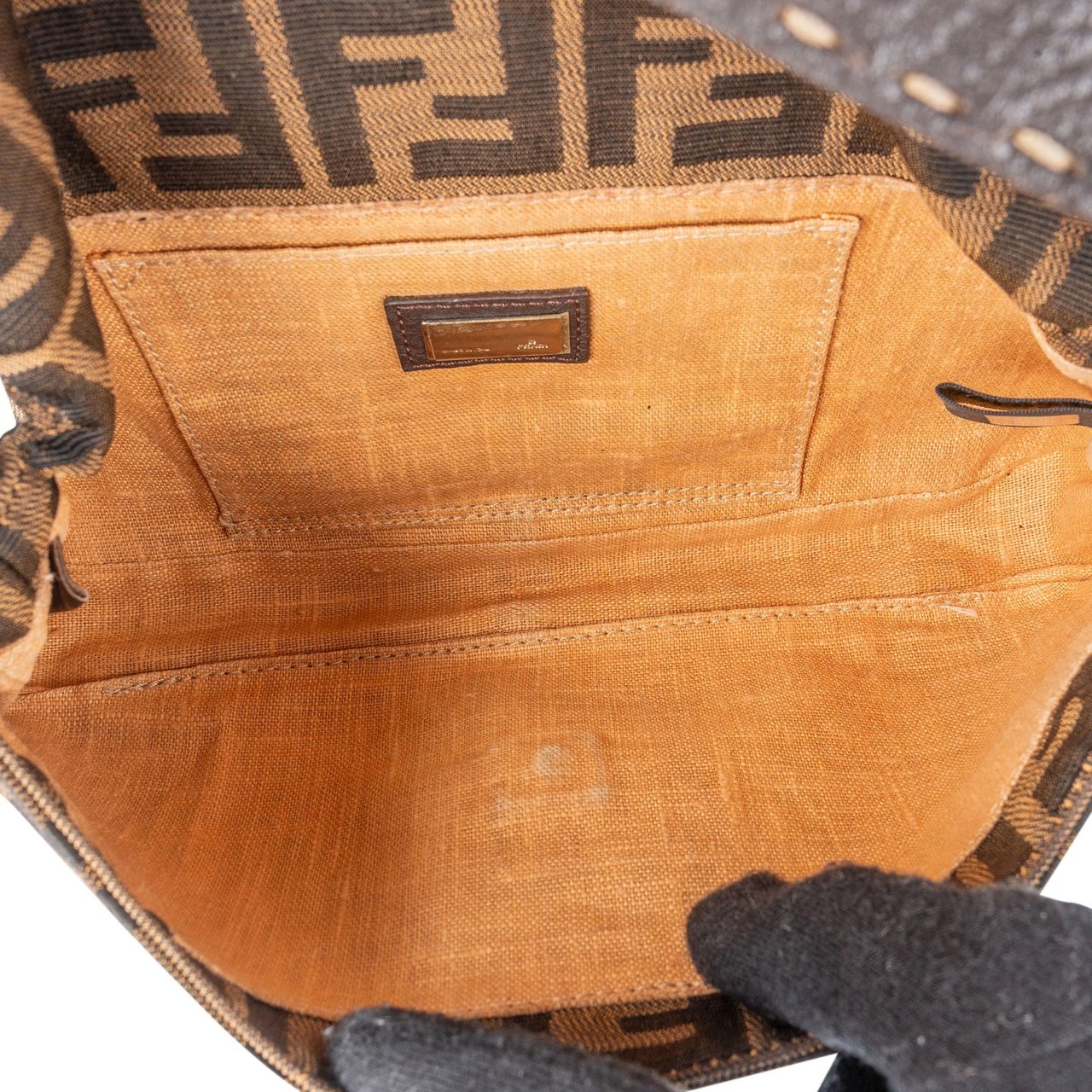 Fendi Monogram FF Baguette  Shoulder Bag Bruin