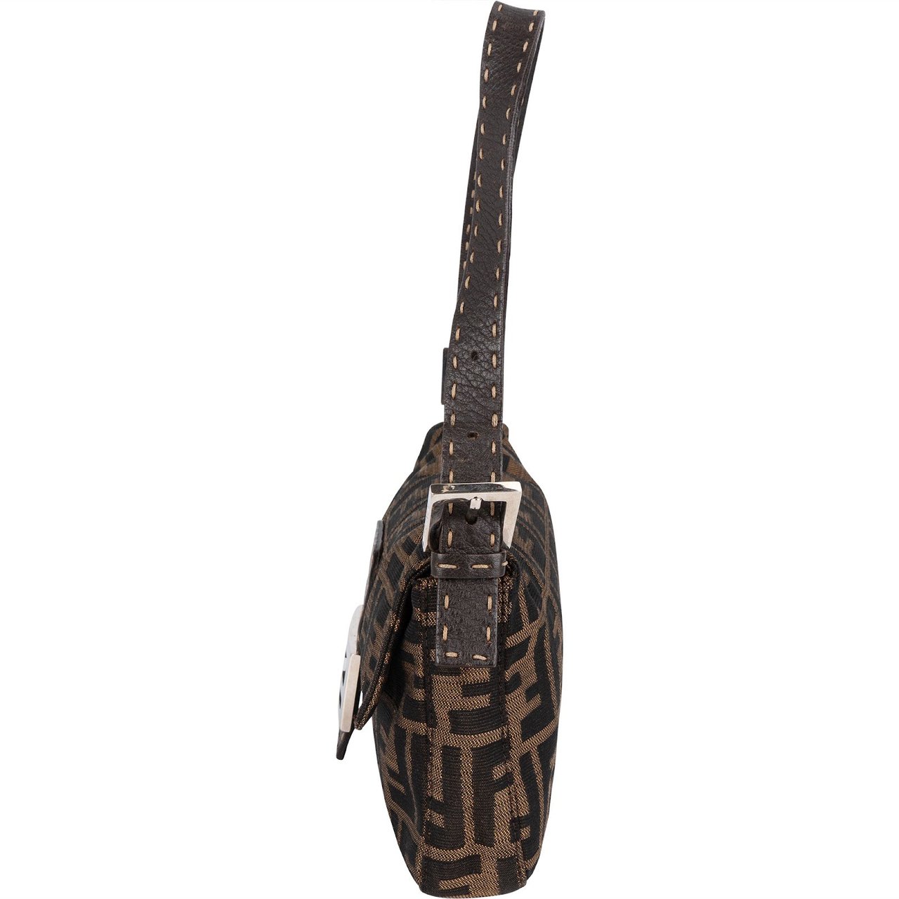 Fendi Monogram FF Baguette  Shoulder Bag Bruin