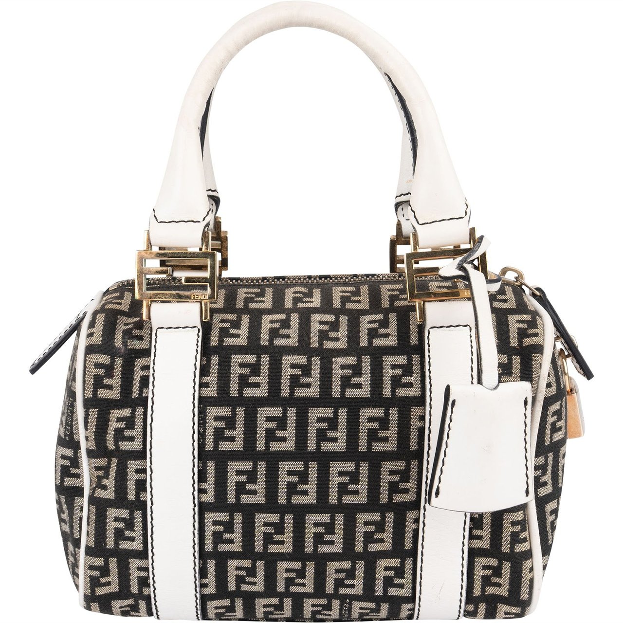 Fendi Fendi Monogram FF Mini Boston Handbag Zwart