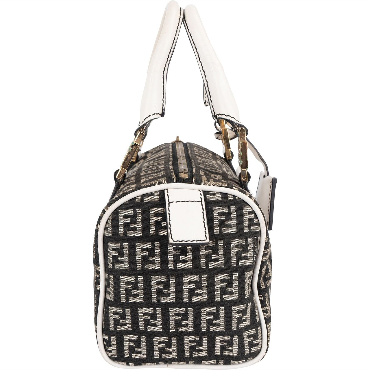 Fendi Fendi Monogram FF Mini Boston Handbag Zwart