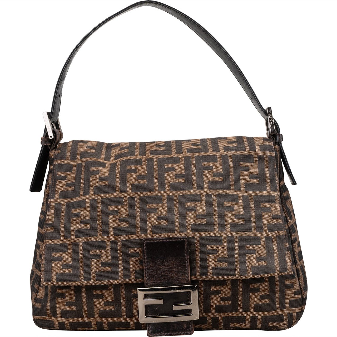 Fendi Fendi Monogram FF Mamma Baguette Shoulder Bag Bruin