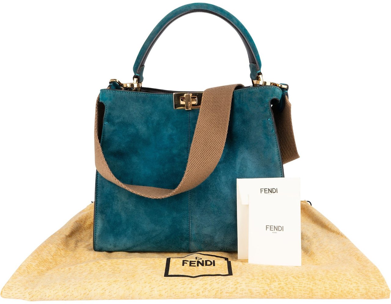 Fendi Fendi Suede Peekaboo Handbag Bruin
