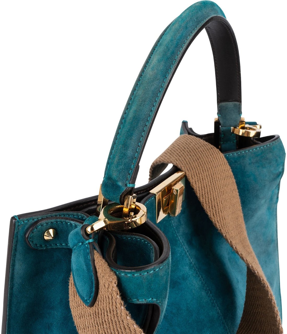 Fendi Fendi Suede Peekaboo Handbag Bruin
