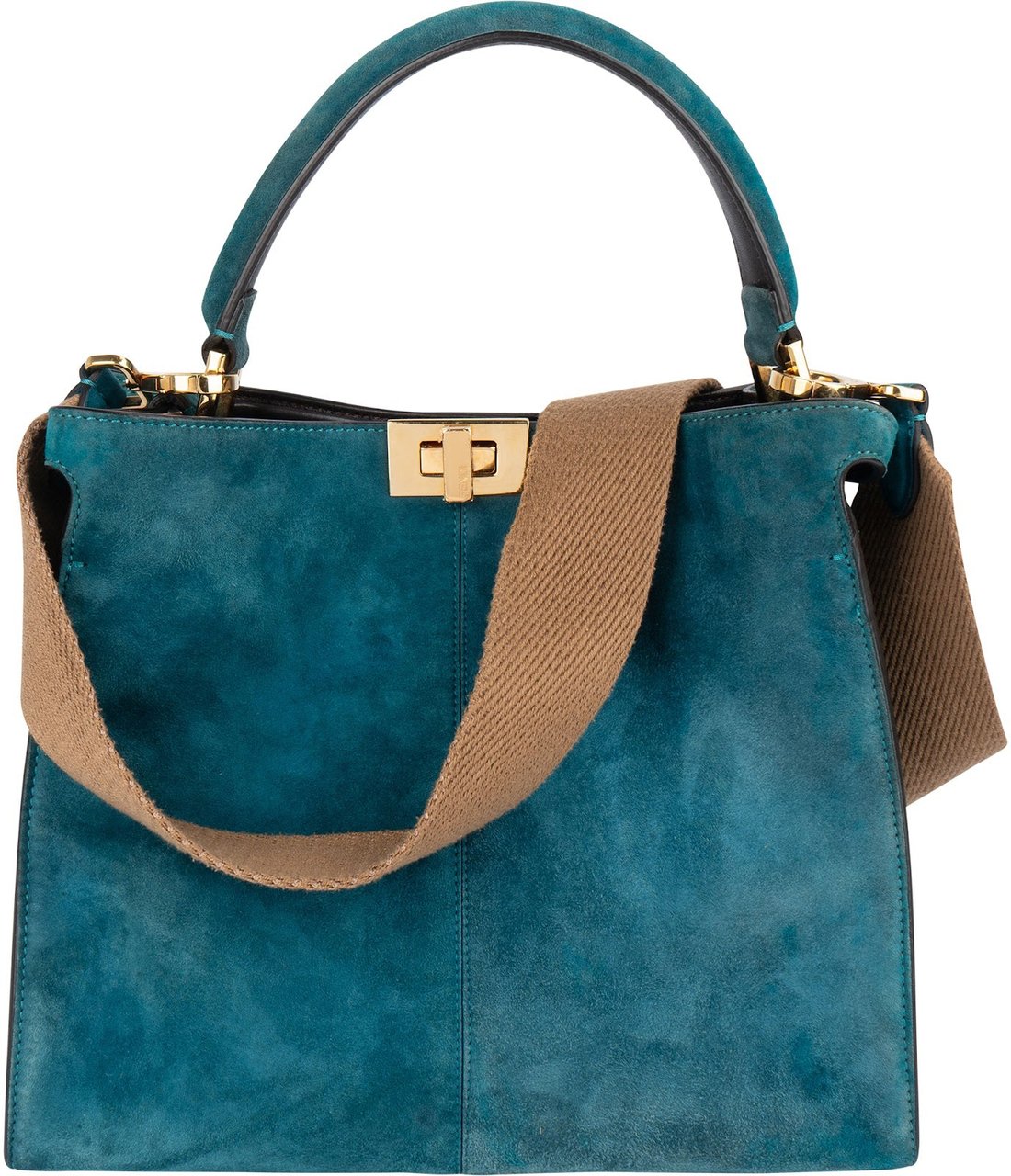 Fendi Fendi Suede Peekaboo Handbag Bruin