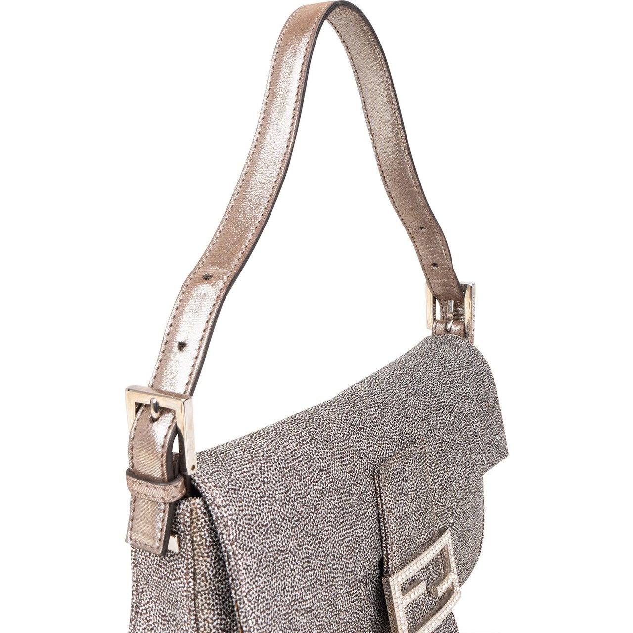 Fendi Fendi Limited FF Crystal Baguette Shoulder Bag Zilver
