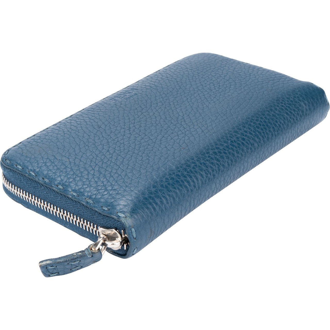 Fendi Fendi Classic Blue Leather Wallet Blauw