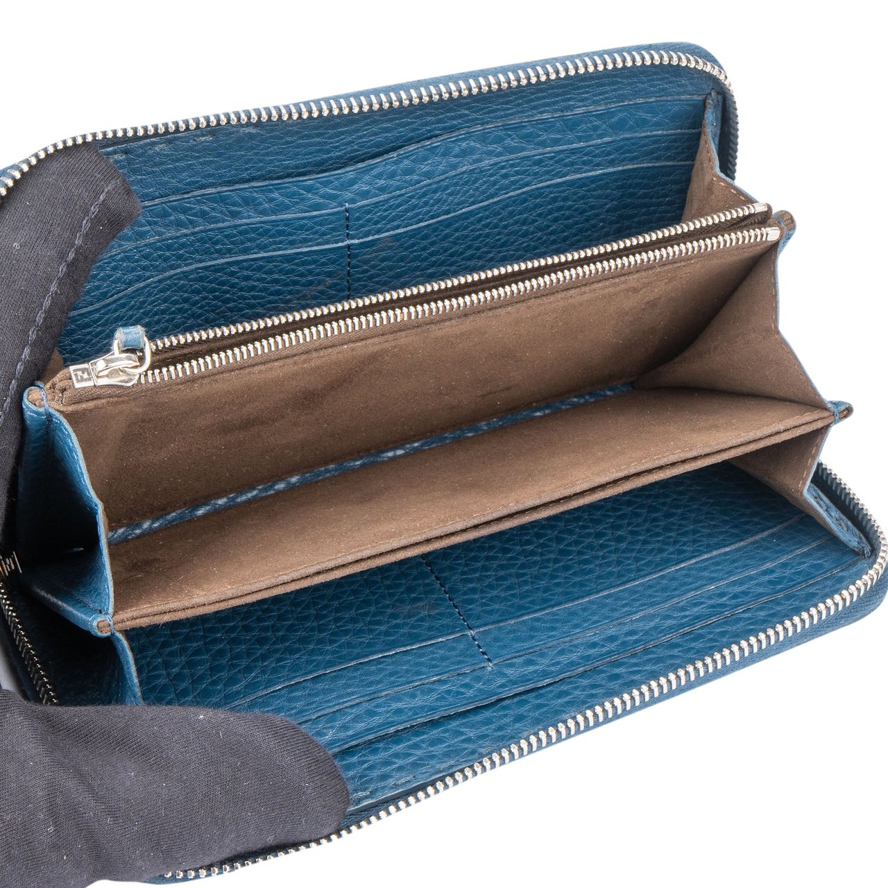 Fendi Fendi Classic Blue Leather Wallet Blauw