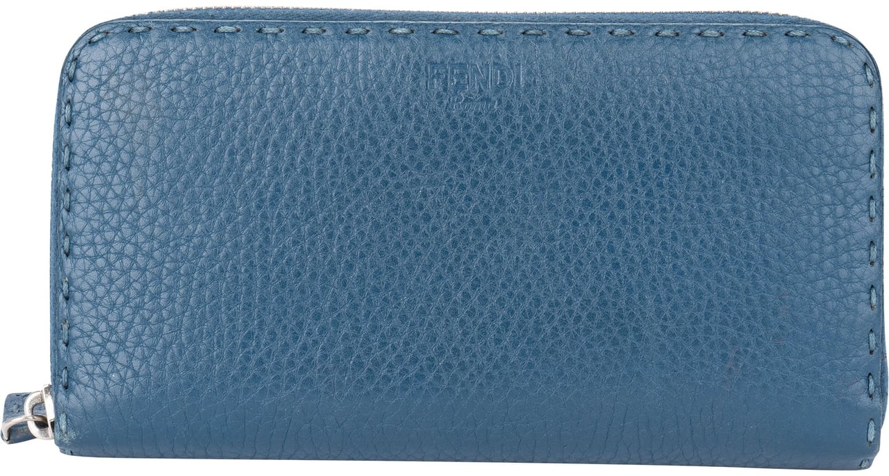 Fendi Fendi Classic Blue Leather Wallet Blauw