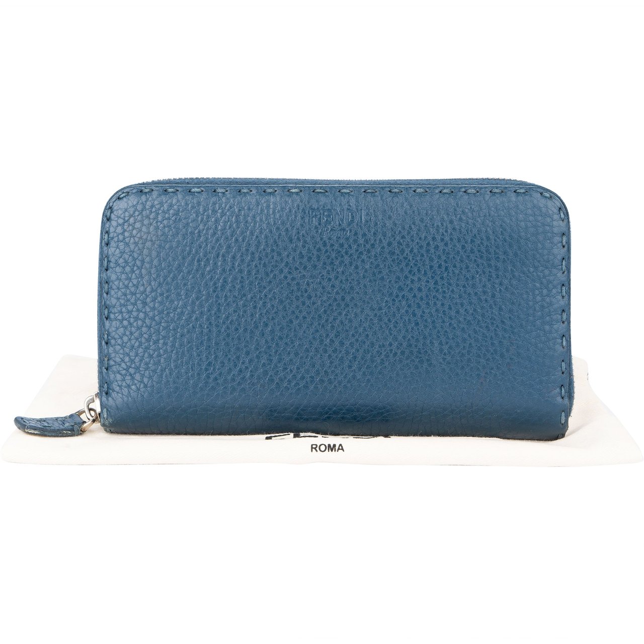 Fendi Fendi Classic Blue Leather Wallet Blauw