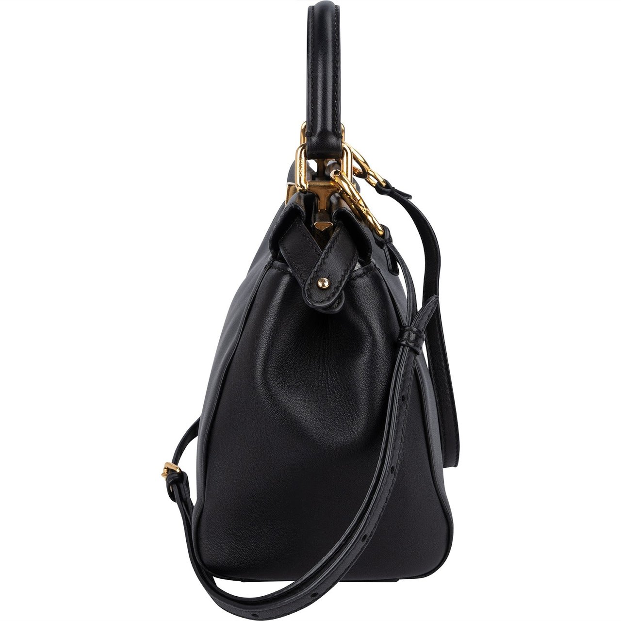 Fendi Black Leather Mini Peekaboo Handbag Zwart