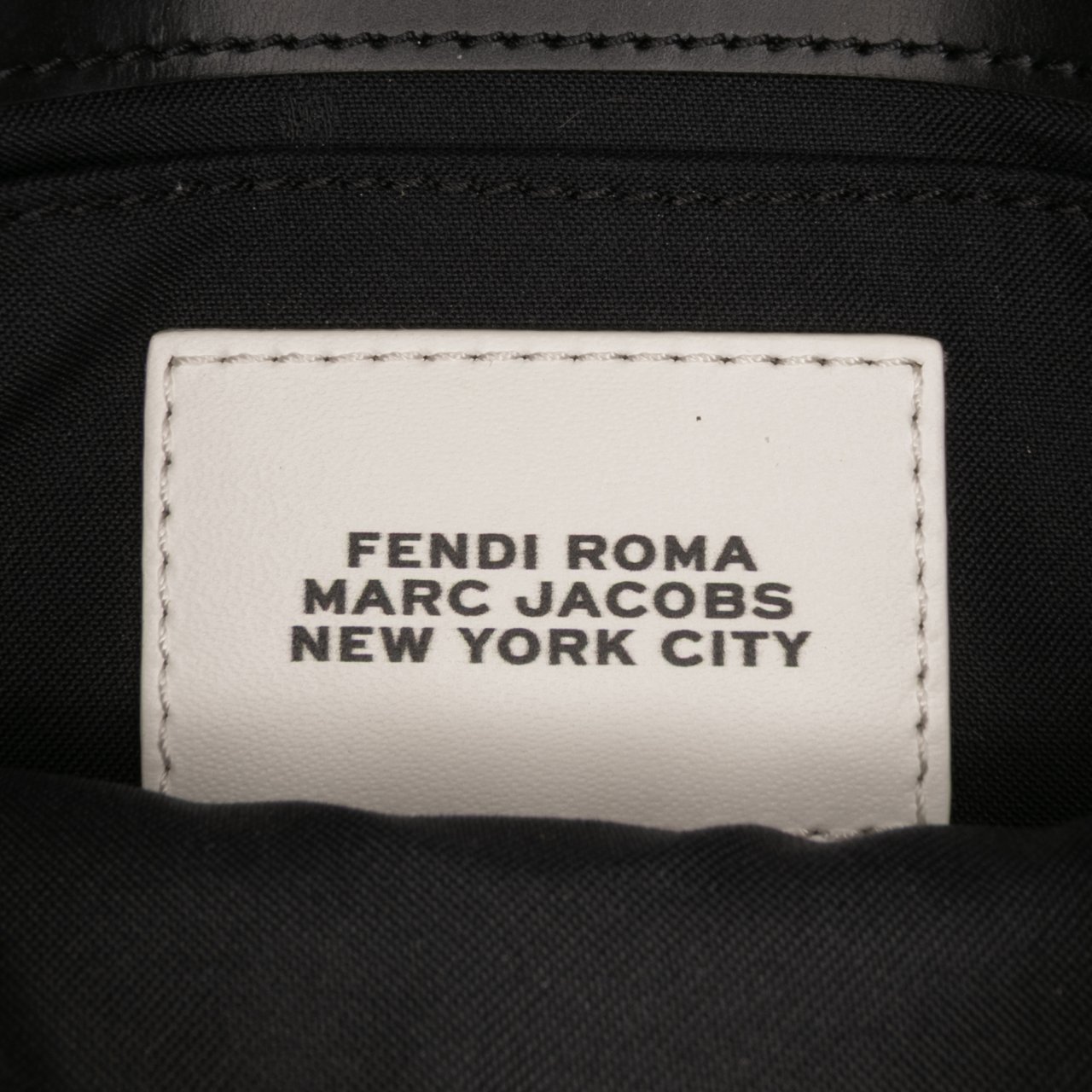 Fendi Marc Jacobs Nappa Vitello King Logo Print Baguette Phone Pouch Satchel Wit