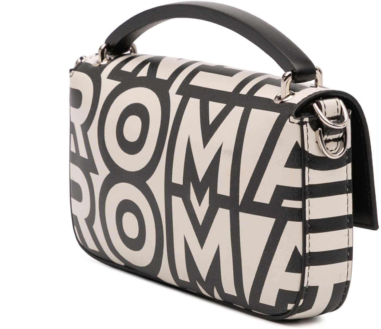 Fendi Marc Jacobs Nappa Vitello King Logo Print Baguette Phone Pouch Satchel Wit