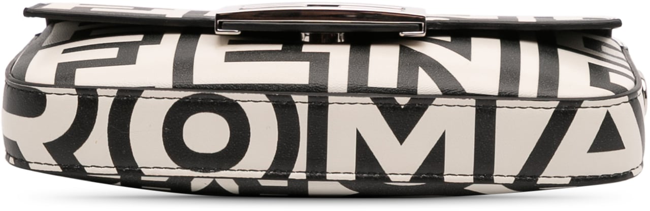 Fendi Marc Jacobs Nappa Vitello King Logo Print Baguette Phone Pouch Satchel Wit