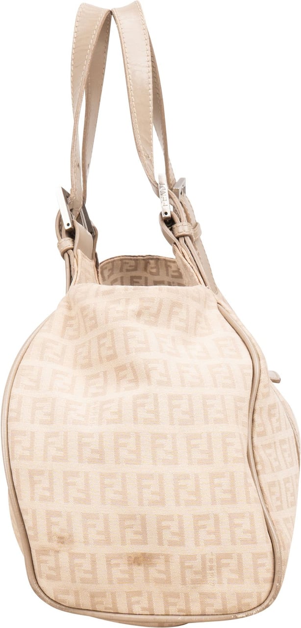 Fendi Fendi Monogram Zucca Baguette Buckle Shoulder Bag Beige