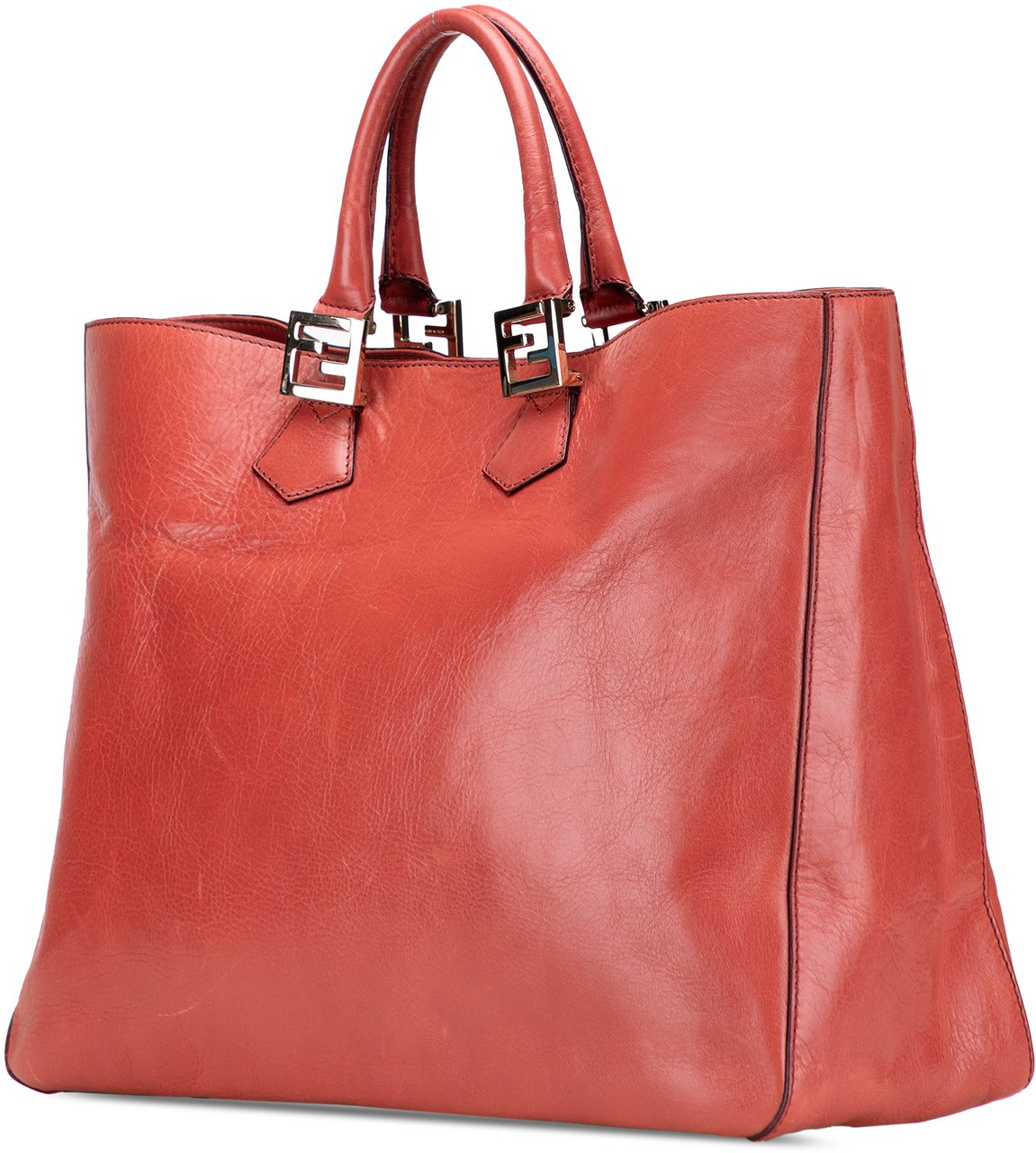 Fendi Large Leather Twins Tote Oranje