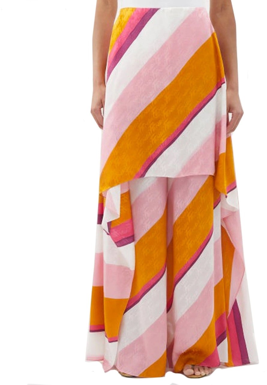 Fendi Ff Color-Block Draped Trousers Roze
