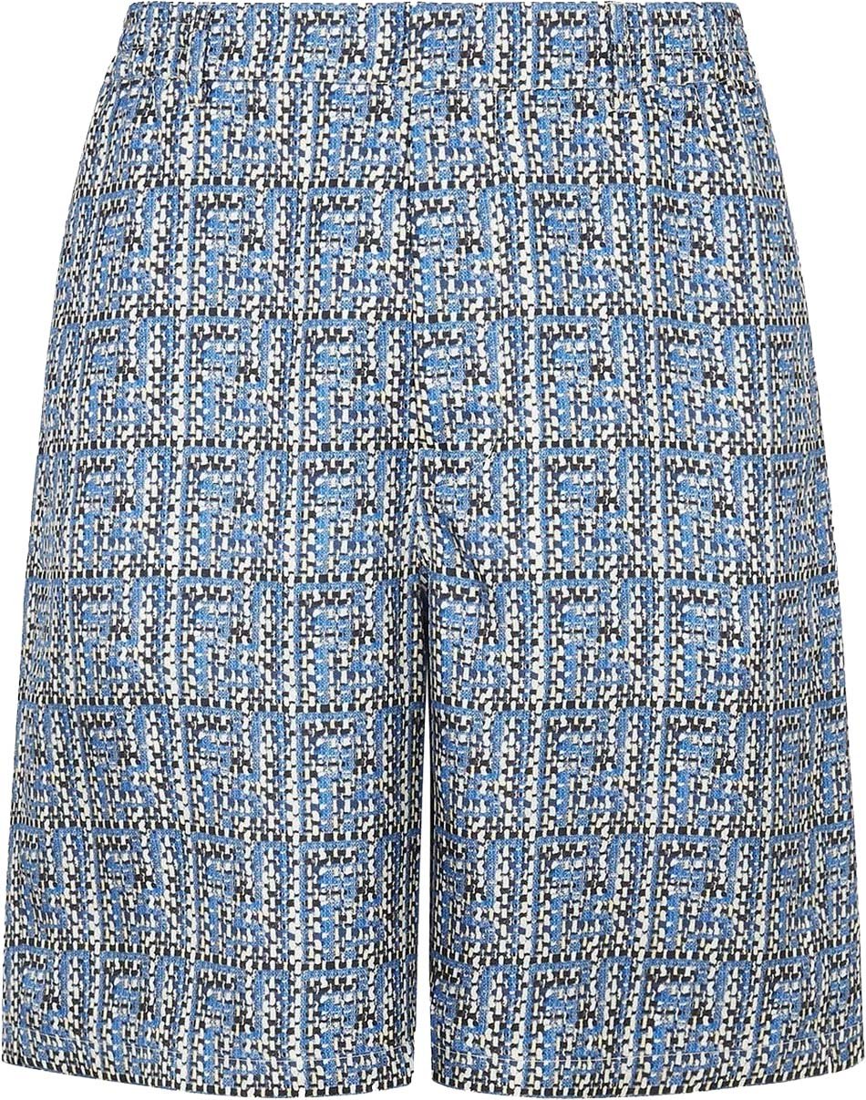 Fendi Printed Silk Shorts Blauw