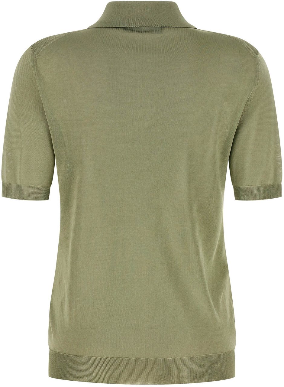 Fendi Bicolor Viscose Polo Shirt Groen